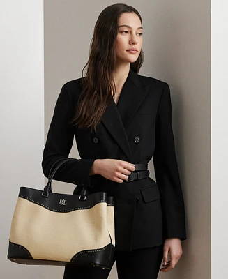 Lauren Ralph Lauren Marcy Straw & Leather Satchel