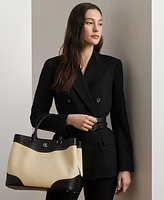 Lauren Ralph Lauren Marcy Straw & Leather Satchel