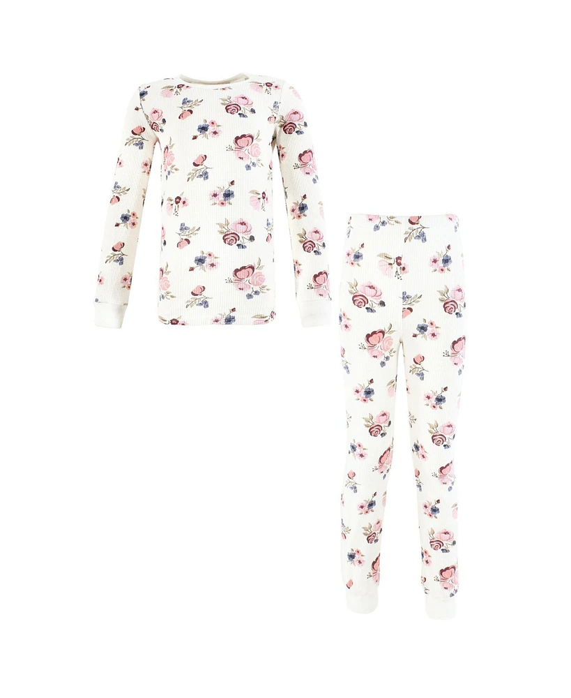 Hudson Baby Girls Thermal Long Underwear 2pc Set, Soft Pink, 18-24 Months