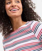 Style & Co Women's Striped Elbow-Sleeve Top, Exclusively at Macy's