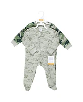 Hudson Baby Boys Thermal Zipper Sleep and Play 2pk, Football