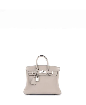 Pre-Owned Hermes Birkin 25 Handbag Grey Swift with Palladium Hardware