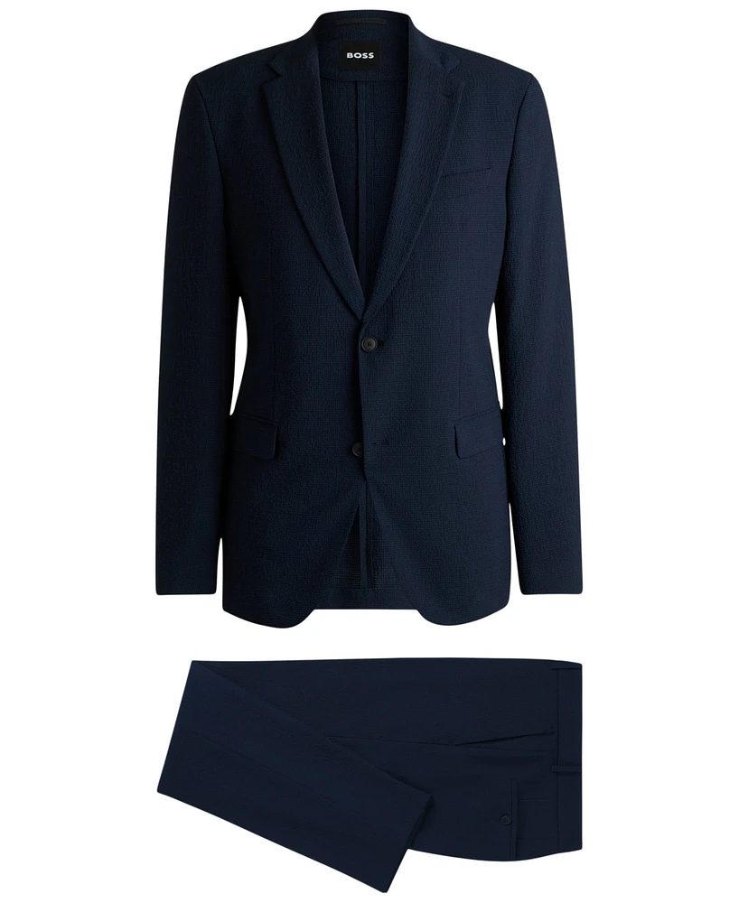 Boss by Hugo Men's 2 Piece Performance-Stretch Seersucker Suit