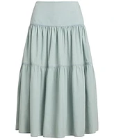 Lauren Ralph Lauren Women's Chambray Tiered Midi Skirt