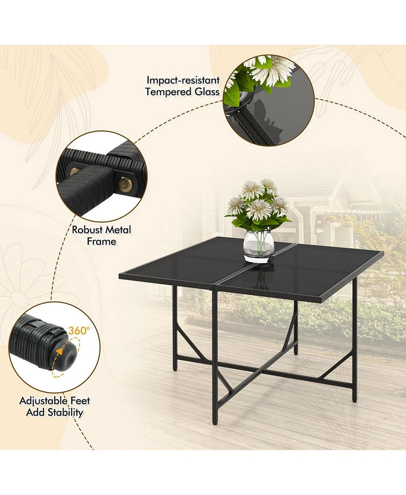 Gymax 9 Piece Patio Outdoor Conversation Set Dining Furniture Set w/ Seat Cushions