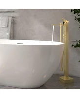 Freestanding Floor Mounted Bathtub Faucet with Hand Shower - Modern Design, Anti-Scald, and Easy Installation