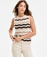 Democracy Women's Wavy Stripe Cotton Sweater Tank Top