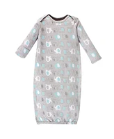 Luvable Friends Baby Boys Unisex Ultra-Soft Interlock Fabric 4-Pack Gowns