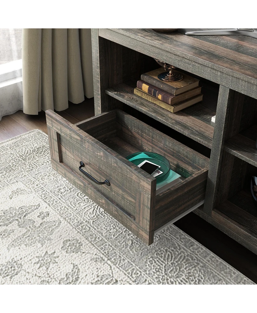 70.08 Inch Tv Stand with 2 Drawers & 4 Storage Shelves Morden Media Console Entertainment Center for Living Room or Bedroom, Grey Walnut