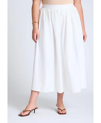 Eloquii Women's Elements Midi Poplin Skirt