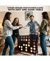 Quokka Giant Connect Game 4-in-1 Superset - Brown Four in a Row - Wooden Jumbo for Adults