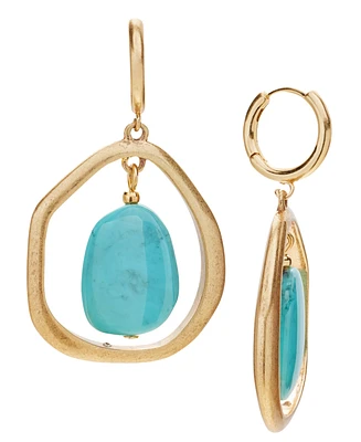 Style & Co Gold-Tone Stone Orbital Charm Hoop Earrings, Exclusively at Macy's