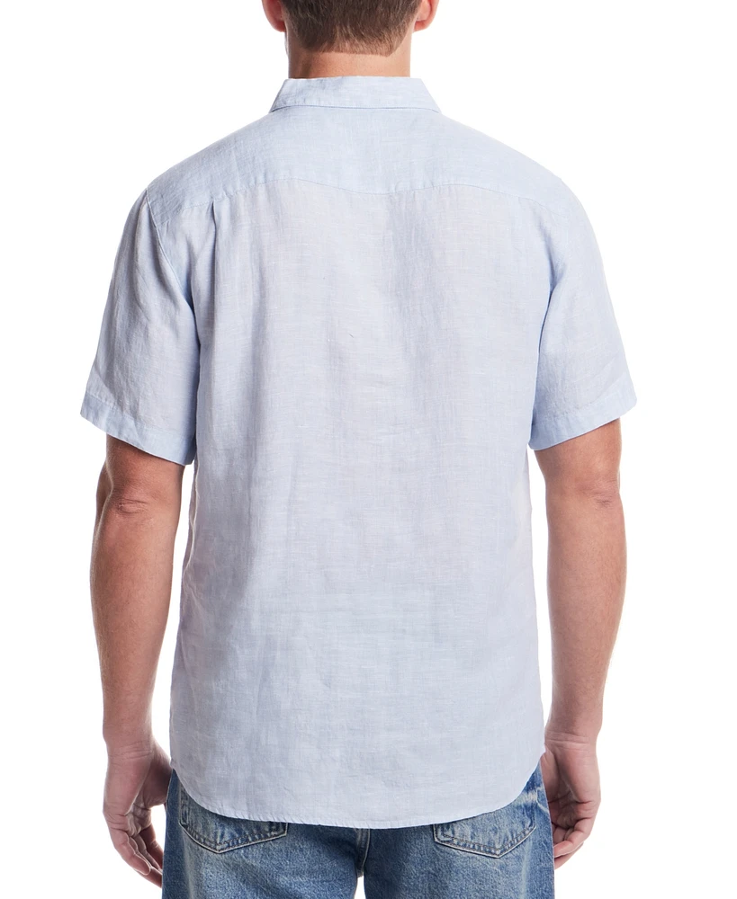 Weatherproof Vintage Men's Regular-Fit Solid Button-Down 100% Linen Shirt