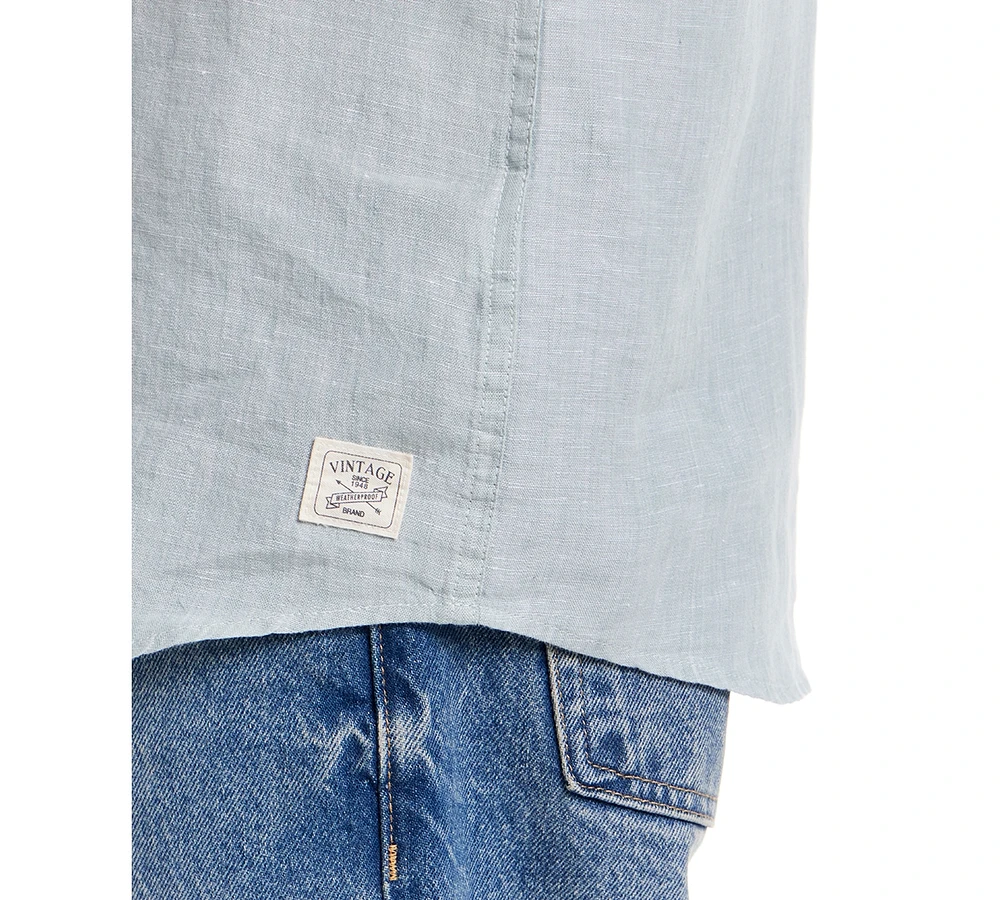 Weatherproof Vintage Men's Regular-Fit Solid Button-Down 100% Linen Shirt