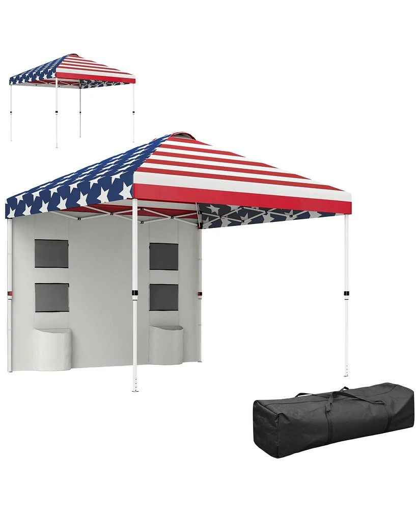 Outsunny 10' x Pop Up Canopy Tent with Sidewall, UPF50+, Dark