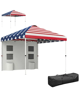 Outsunny 10' x Pop Up Canopy Tent with Sidewall, UPF50+, Dark