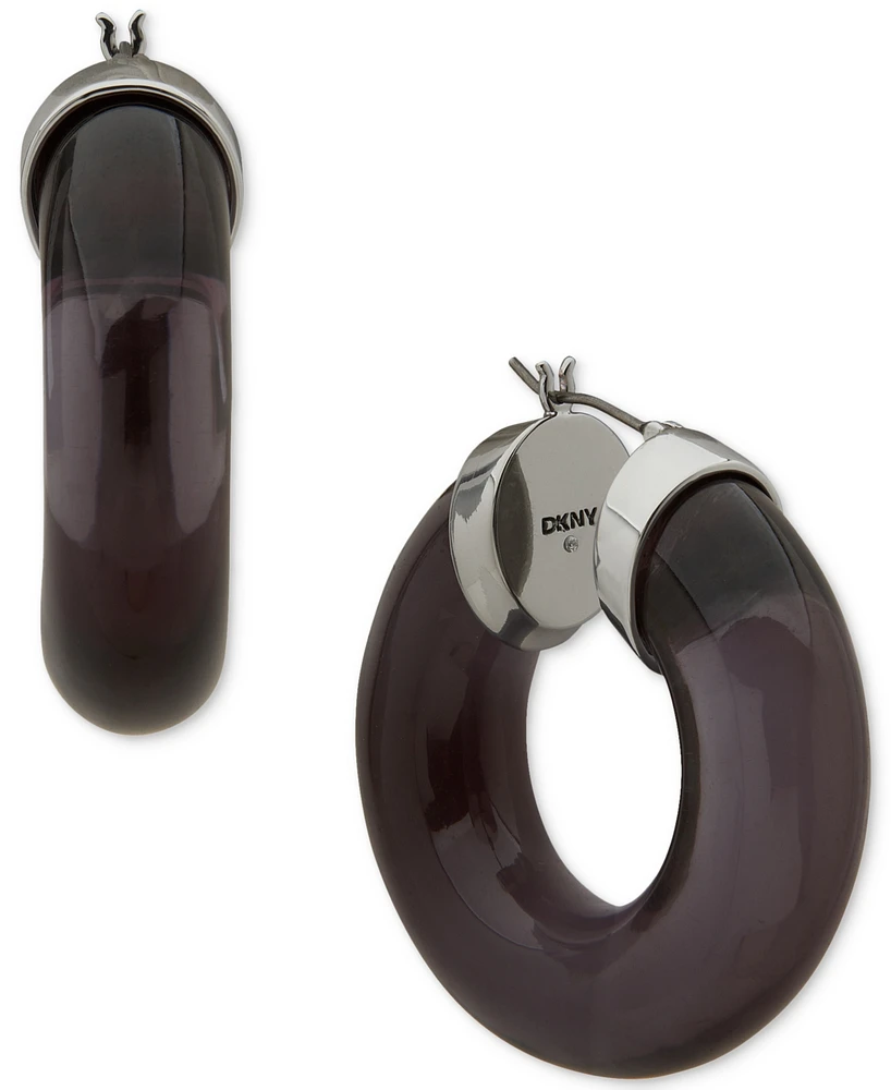 Dkny Medium Clear or Colored Resin Puffy Hoop Earrings