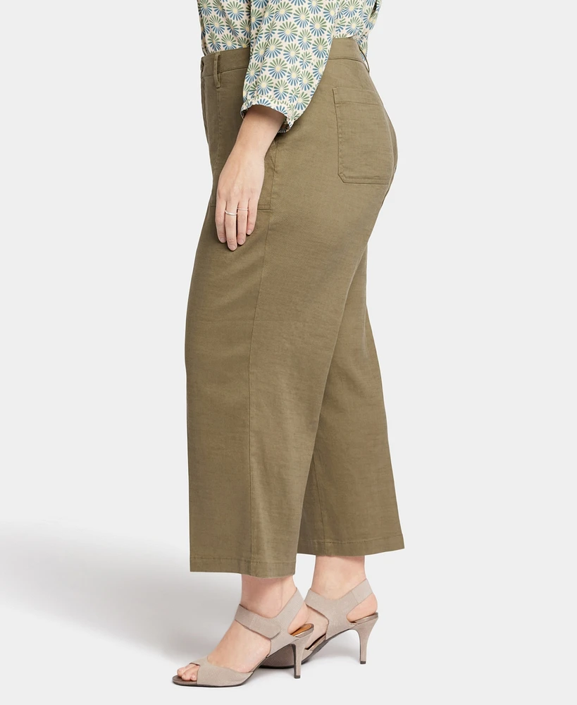 Nydj Plus Wide Leg Cargo Capri Pants