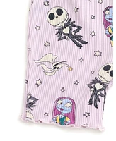 Nightmare Before Christmas Girls Ribbed Peplum T-Shirt and Shorts Outfit Set