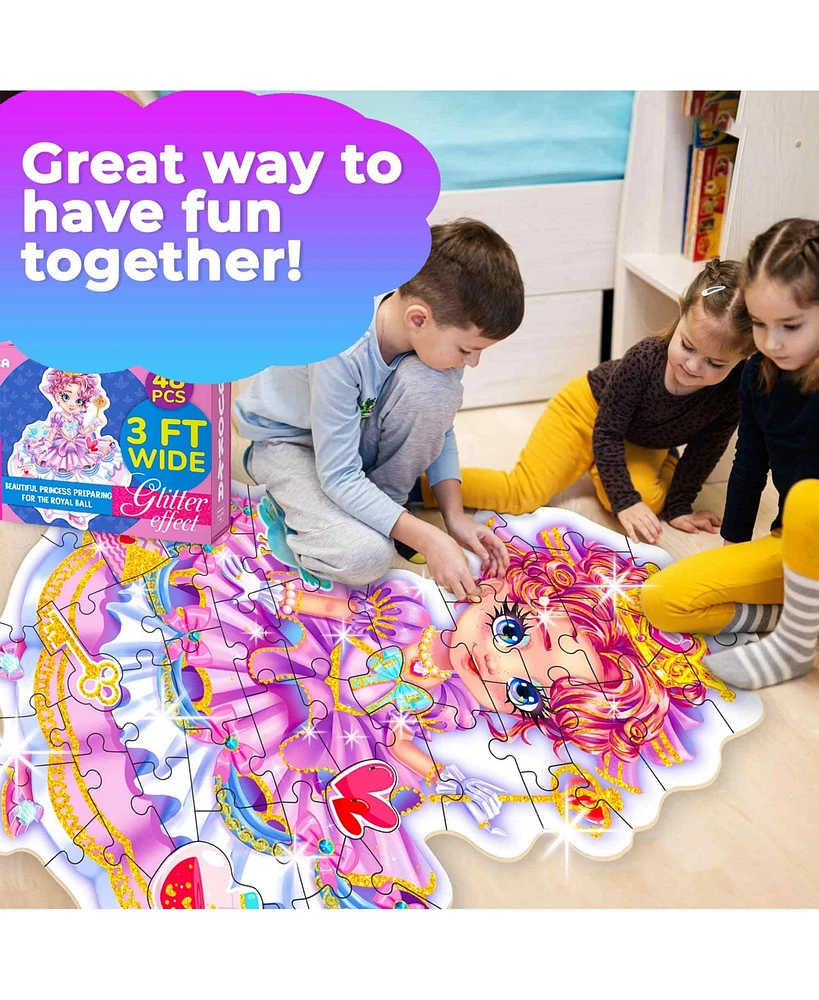 Quokka 2x3 Feet Giant Shaped Glitter Floor Puzzles for Kids Ages 3-5