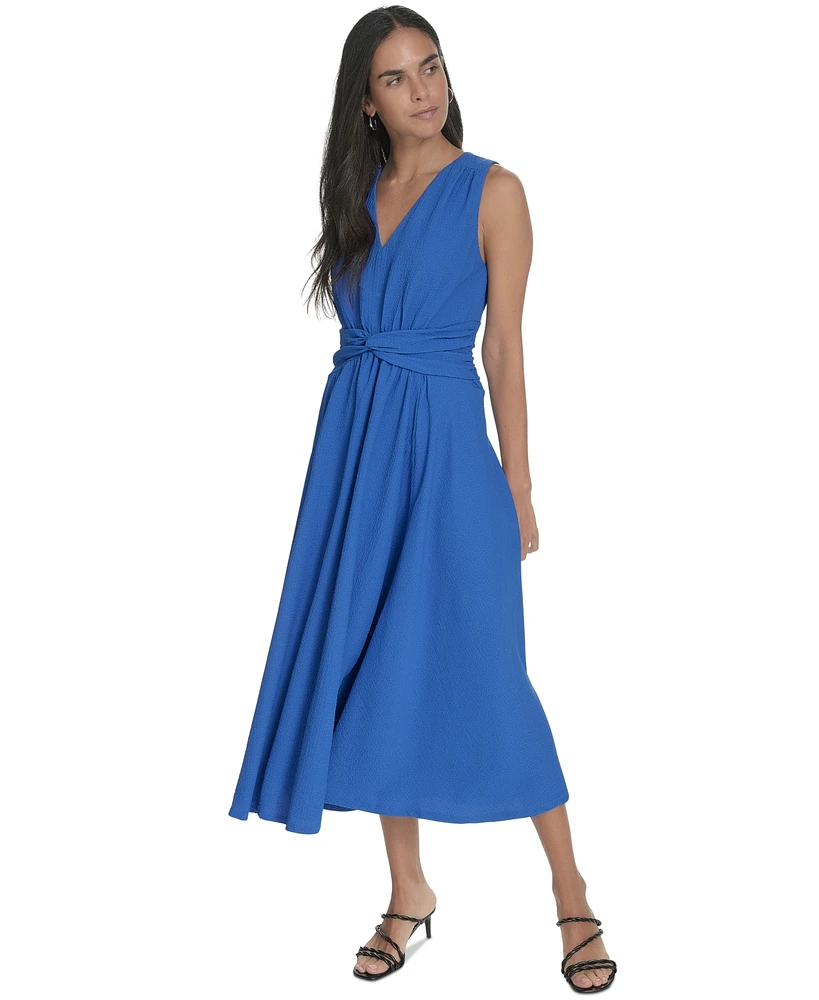 Calvin Klein Women's V-Neck Twist-Front Midi Dress