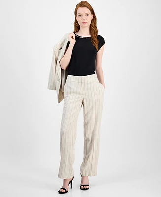 Kasper Women's Pinstripe Mid-Rise Straight-Leg Pants, Regular & Petite