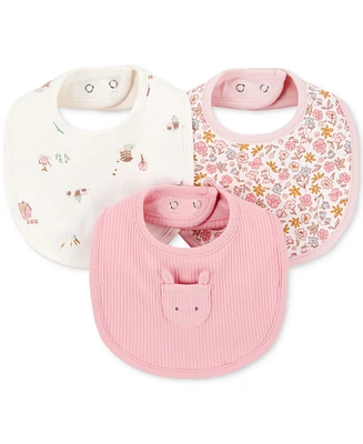 Carter's Baby Girls Floral Bibs, 3 Pack