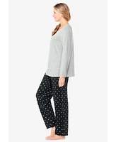 Dreams & Co. Women's Long Sleeve Knit Pj Set