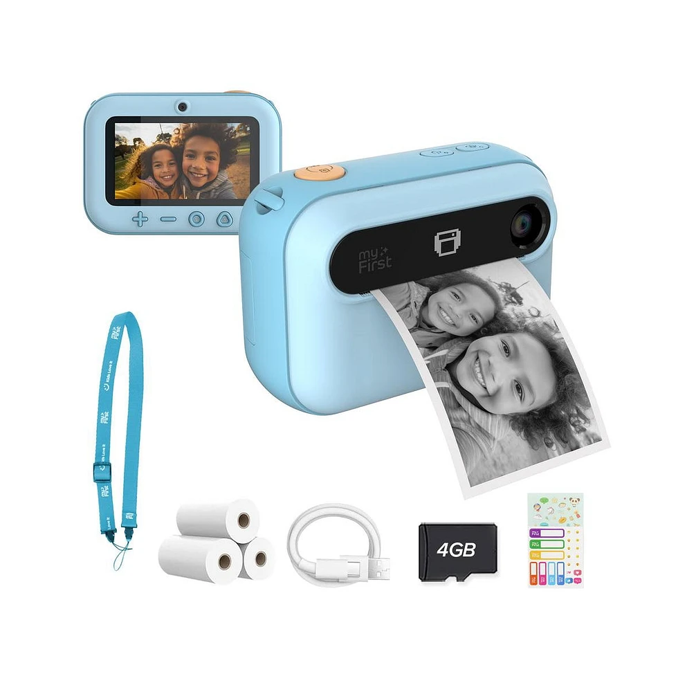 New myFirst Camera Insta 20 (Blue) Kids Instant Print Digital Camera with 16MP Photo, 1080P Video, Selfie Lens, Thermal Ink-Free Printing, Support Mic