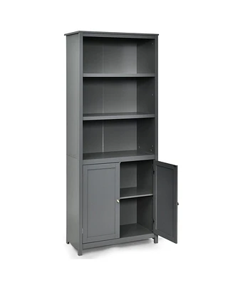 Bookcase Shelving Storage Wooden Cabinet Unit Standing Display Bookcase with Doors