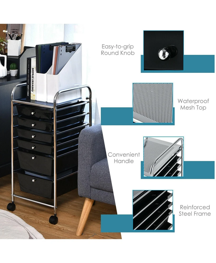 6 Drawers Rolling Storage Cart Organizer
