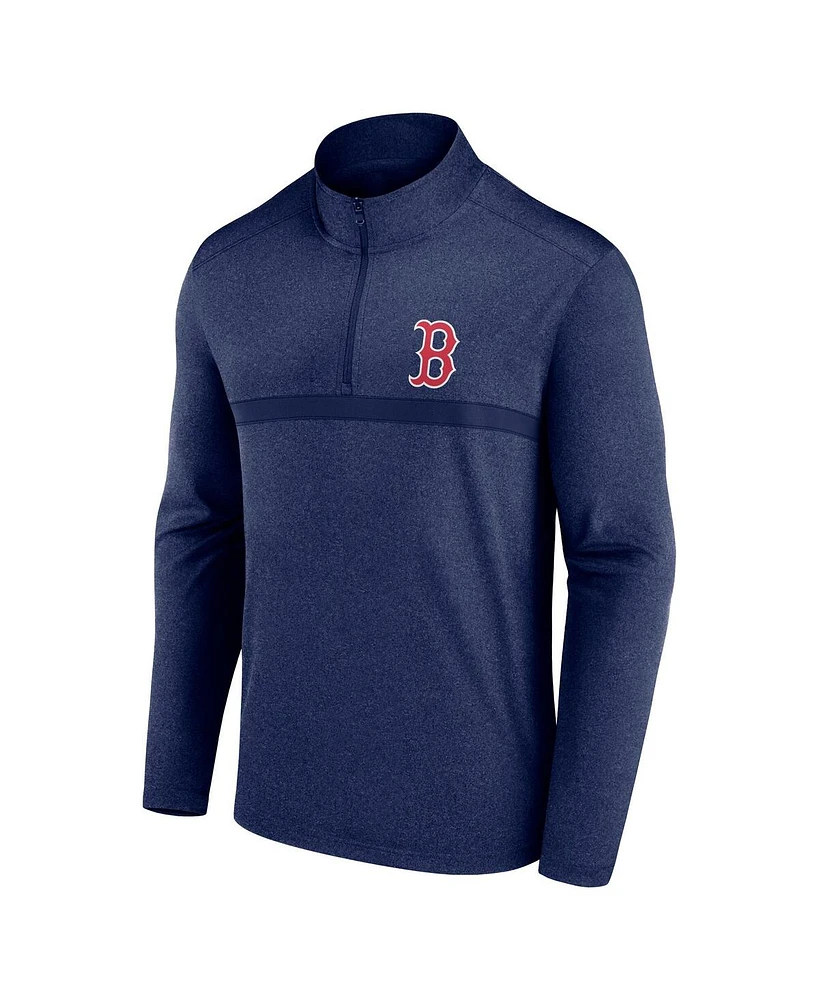 Fanatics Men's Heather Navy Boston Red Sox Head-to-Head Quarter-Zip Pullover Sweatshirt