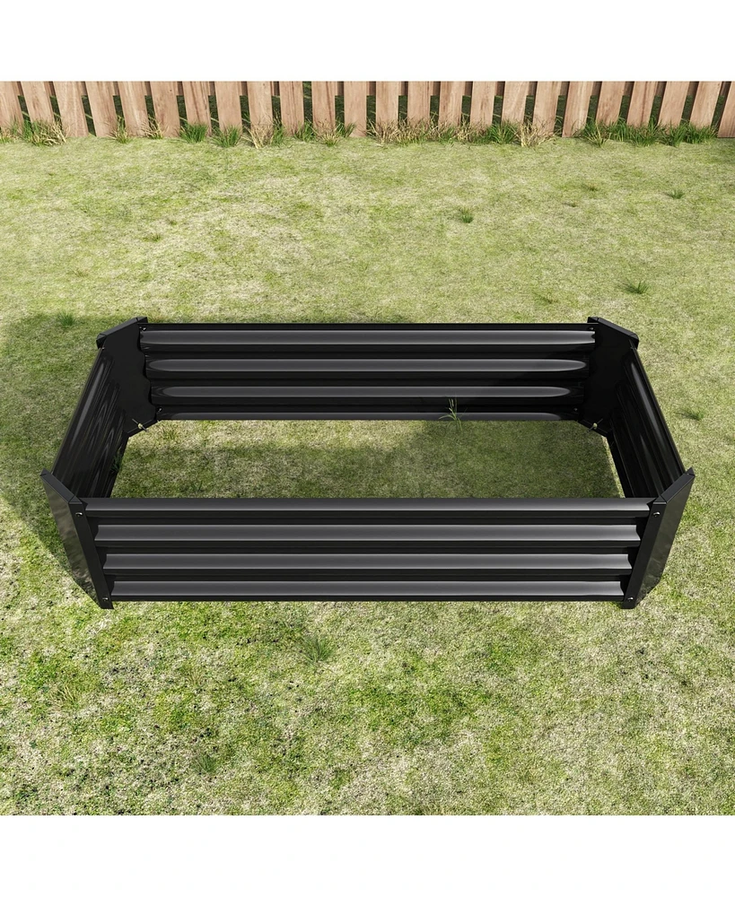 Metal Raised Garden Bed, Rectangle Raised Planter 4×2×1ft for Flowers Plants, Vegetables Herb Veezyo