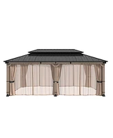 Mondawe 12 Ft. W x Ft. D Solid Cedar Wood Patio Gazebo with Curtains and Mesh Screens