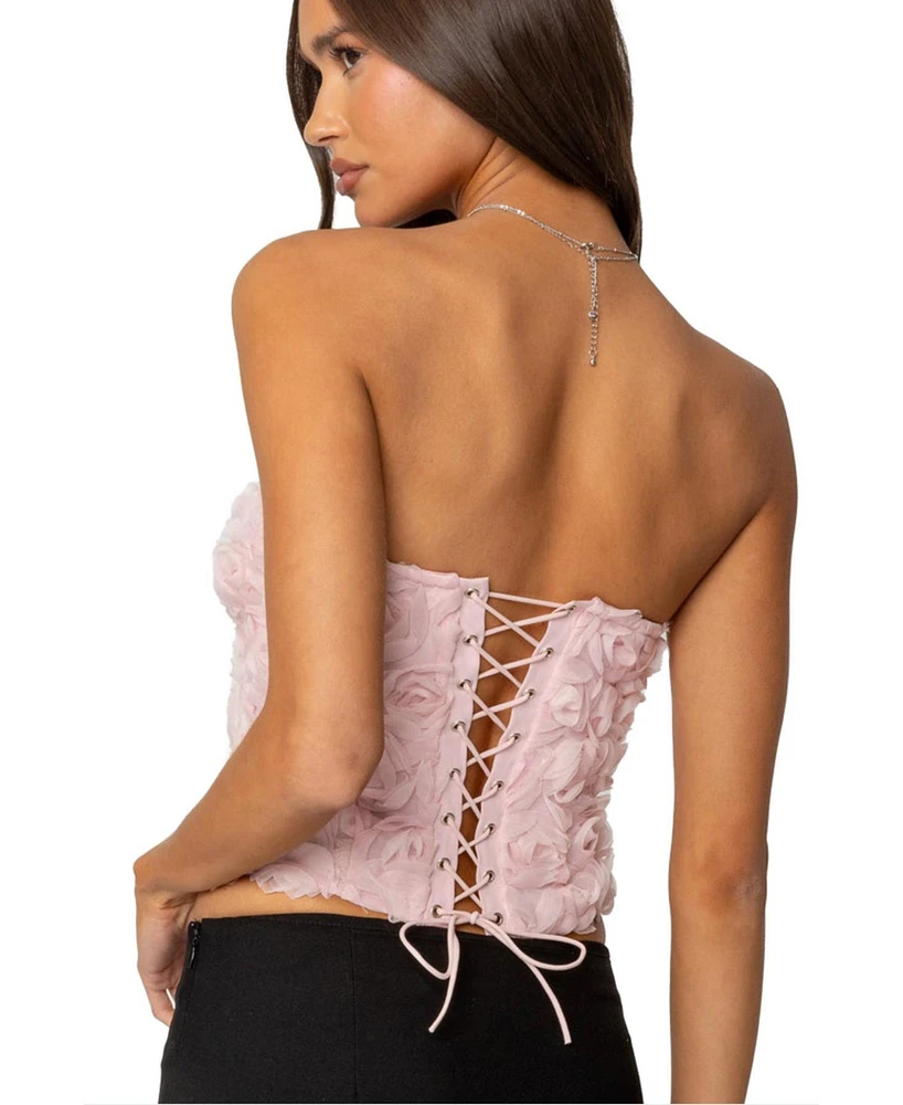 Edikted Women's Rosee Textured Floral Corset