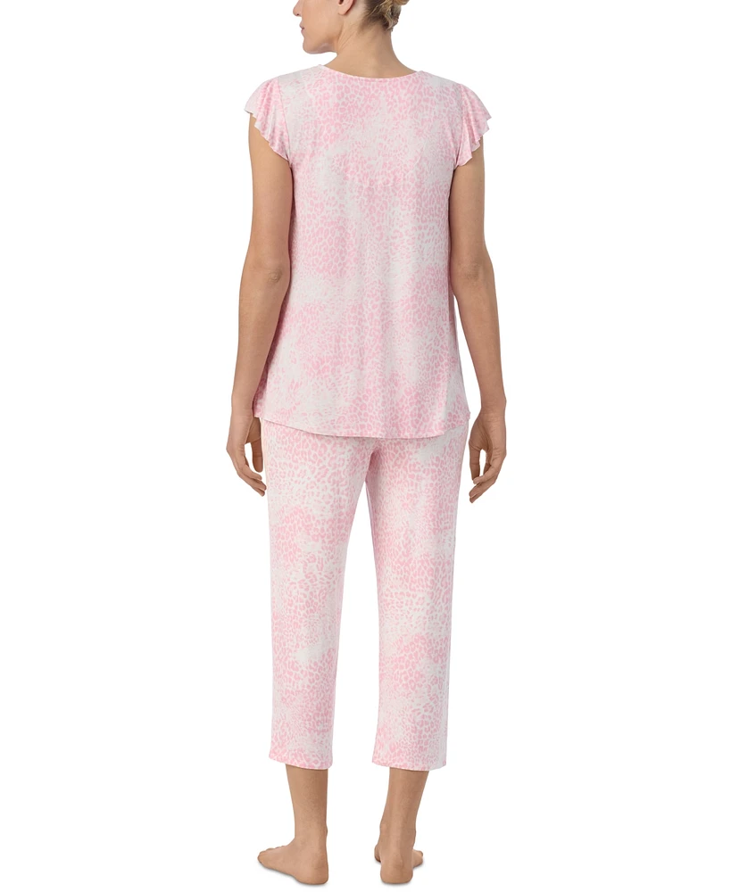 Ellen Tracy Women's Printed Short-Sleeve Cropped Pajama Set