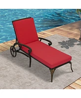 Mondawe Outdoor Cast Aluminum Chaise Lounge Chair with Wheel and Cushion