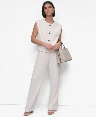 Dkny Womens Aero Crepe Vest Pleated Pants