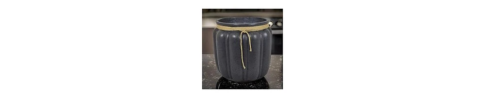 Pumpkin-Shaped Decorative Planter with Textured Rope Accents