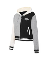 Pro Standard Women's Gray Baltimore Ravens Reverse French Terry Color Block Full-Zip Hoodie Jacket