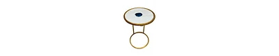 Marble & Agate Inlay End Table – Foil Finish Iron Frame for a Luxe Look