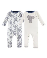 Touched by Nature Baby Boys Cotton Coveralls 2pk, Elephant