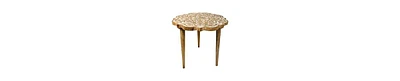 Mango Wood Side Table – Handcrafted Floral Carved Top & Sturdy Tripod Base