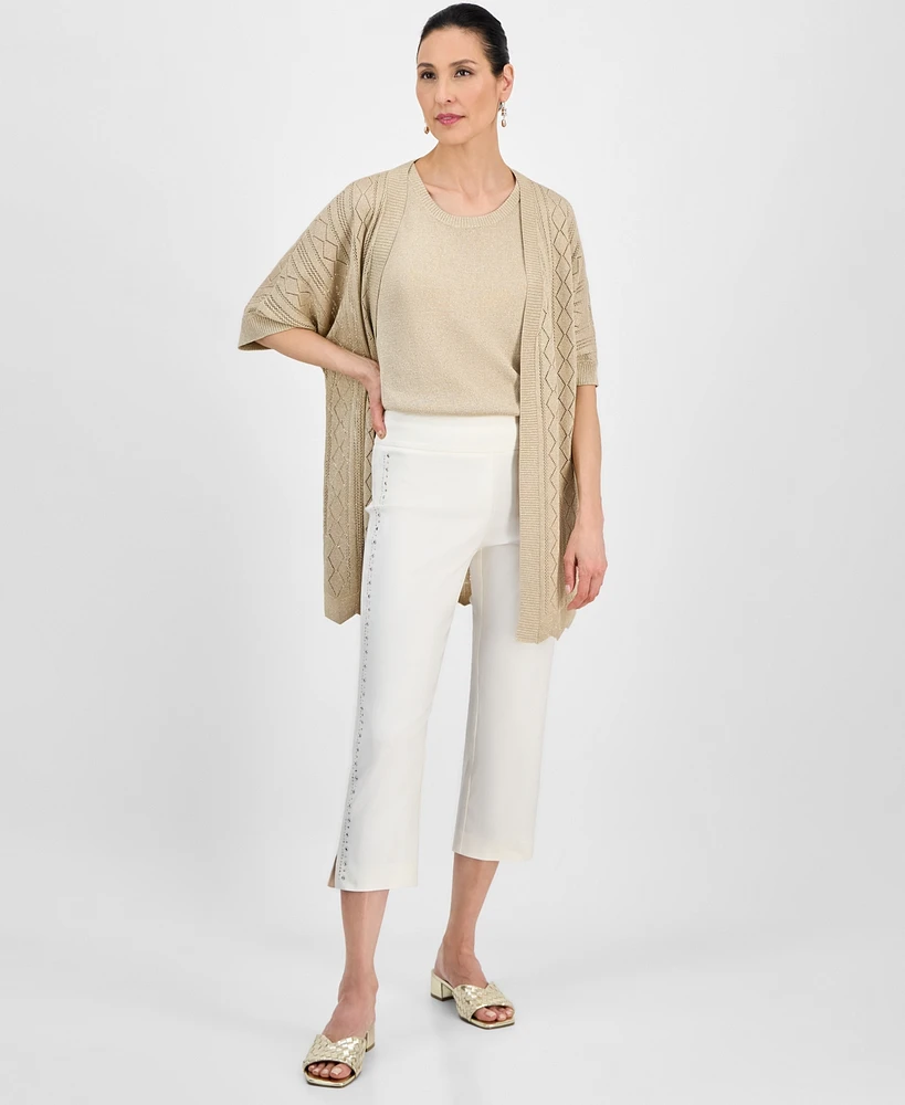 Jm Collection Women's Rhinestone Pull-On Capri Pants, Exclusively at Macy's