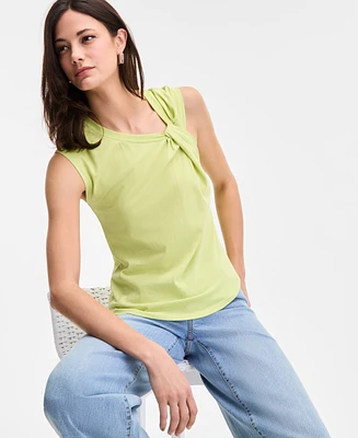 I.n.c. International Concepts Women's Twist-Front Cotton Tank Top, Exclusively at Macy's