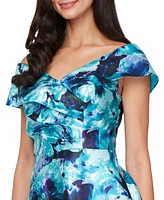 Alex Evenings Plus Printed Off-The-Shoulder A-Line Midi Dress