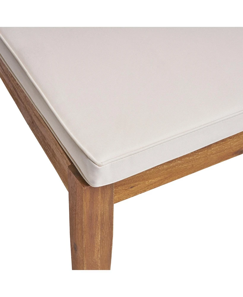 Outdoor Armless Dining Chair with Cushions(Set of 2),Natural and Beige