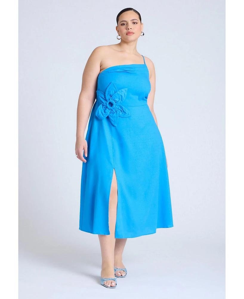 Eloquii Women's Floral Applque Midi Dress