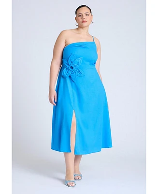 Eloquii Women's Floral Applque Midi Dress