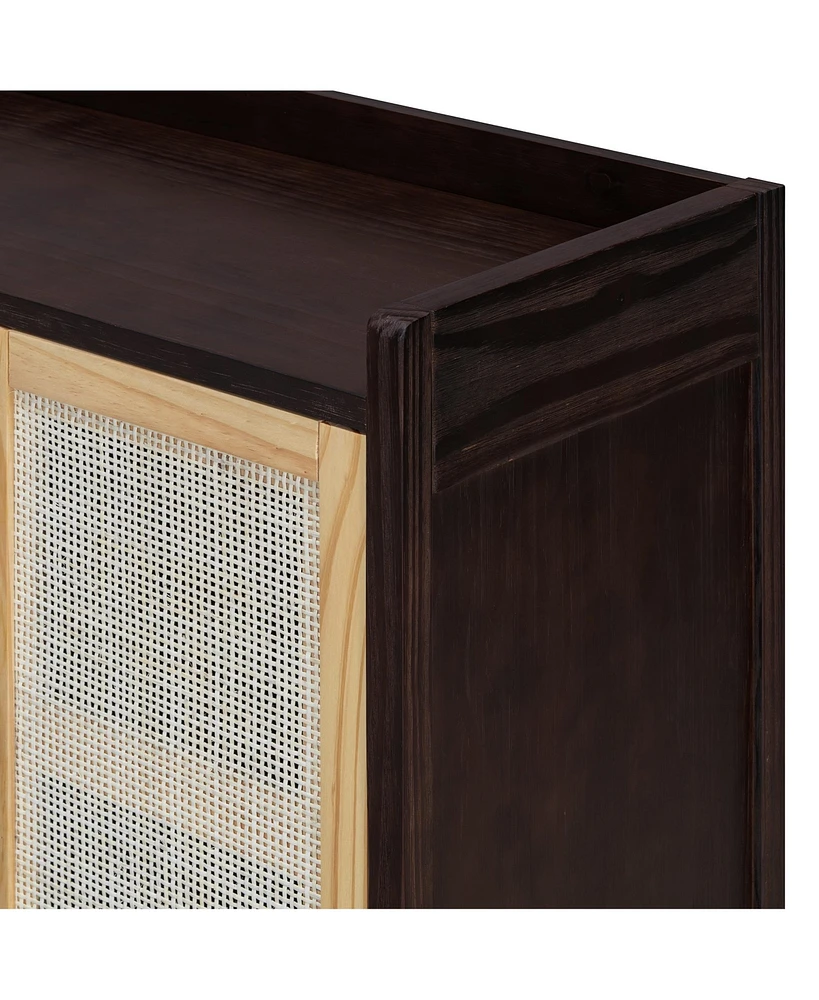 Rustic Sideboard with Rattan Doors and Adjustable Shelves